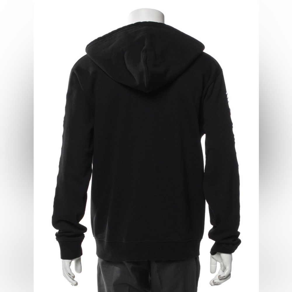 Alexander McQueen Black Zip-Up Hoodie with White Sleeve Text - Picture 3 of 6